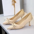 thumbnail image 5 of Women Pointed Toe Stiletto High Heels 6CM Satin Pumps Bow Wedding Evening Party, 5 of 6