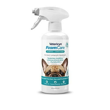 Vetericyn FoamCare Spray-On Dog Shampoo Plus Conditioner, 16 Fluid Ounces