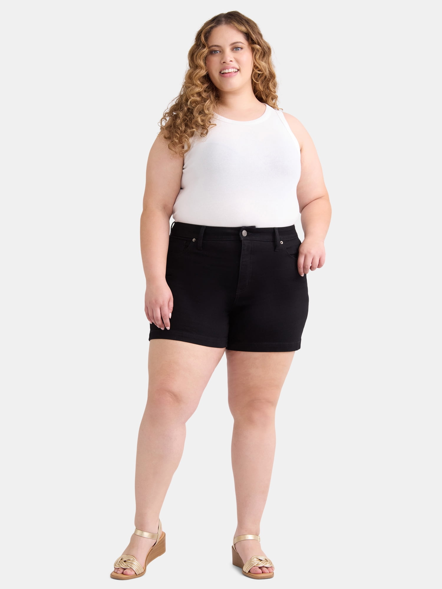 Terra & Sky Women's Plus Size Denim A-line Short, 5" Inseam, Sizes 16W-24W