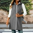 thumbnail image 4 of Brondbend Women Vest Jacket Coat for Women Hooded Sleeveless Full Zipper Outerwear Solid Color Leisure Loose Fit Coats Ladies Going out Tops Gray, 4 of 5