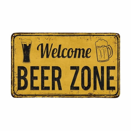 Mkhert Funny Vintage Rusty Metal Sign Welcome Beer Zone Doormat
