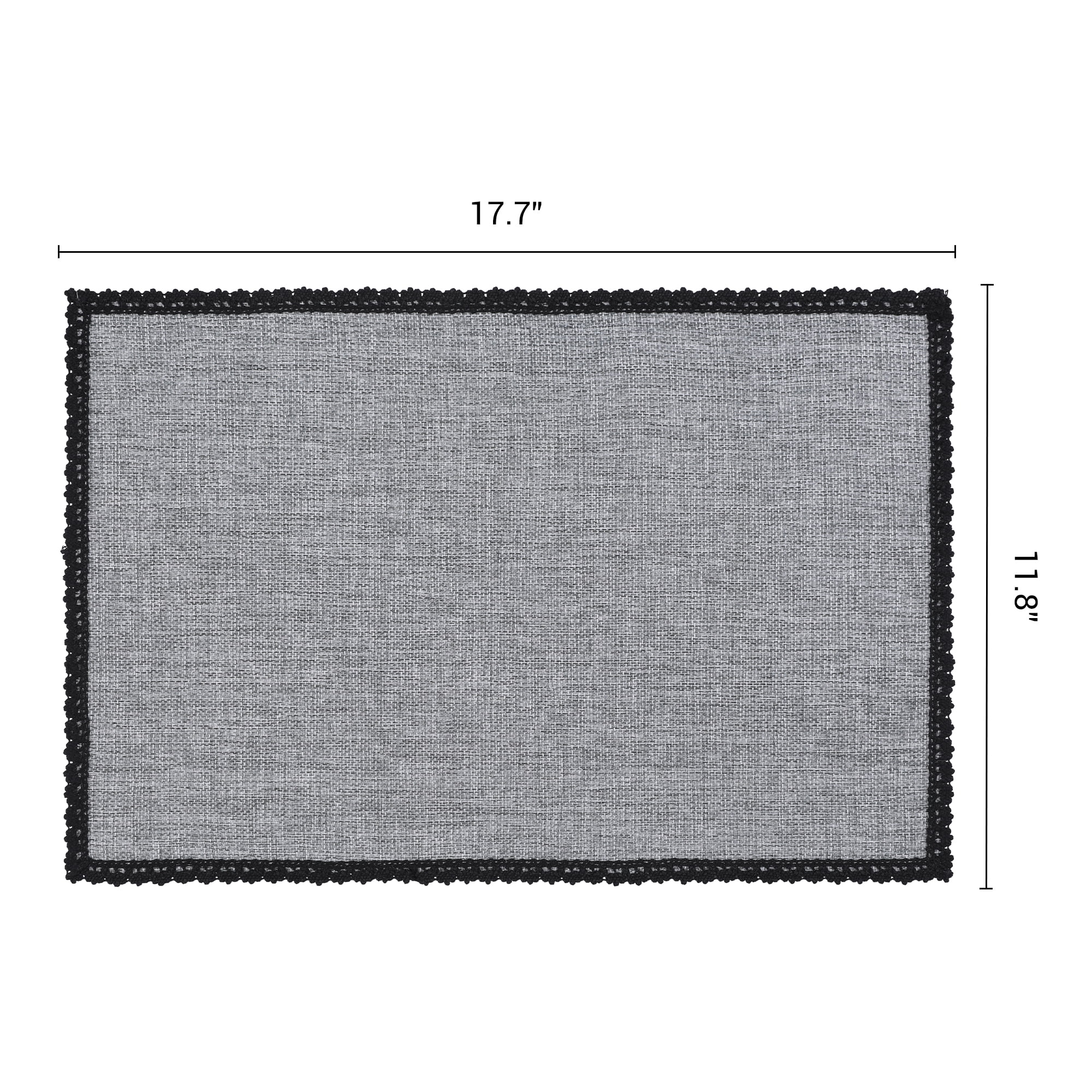 Unique Bargains Farmhouse Placemats 6pcs Cotton and Linen Gray 17.7"x11.8"