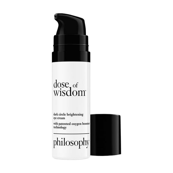 philosophy dose of wisdom dark circle eye cream - with hyaluronic acid, vitamin C & caffeine - brigthens & hydrates skin - 0.5 fl oz