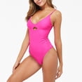 thumbnail image 6 of up to 60% off Gifts Usmixi Sexy Swimsuits for Women Cut-out Tummy Control One Piece Strap Bikini Sleeveless V-Neck Solid Swimwears Monokini Swimsuits Hot Pink S, 6 of 7