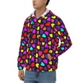 thumbnail image 3 of Wukai Colorful Hearts Print Men's Zip-Up Hoodie,Fleece Full-Zip Hoodie for Men, Hooded Sweatshirt-Large, 3 of 5