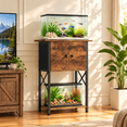 thumbnail image 4 of 10 Gallon Fish Tank Stand With Storcabinet Aquarium Rust-proof Metal Frame Heavy Duty Waterproof Reptile Turtle For Home Office U, 4 of 4