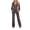Brown, variant on Women'S Fall Winter Hooded Zip Up Jacket Slim Fit Solid Color Two Piece Set Casual Outfit Peacock Green XXL