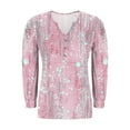 thumbnail image 4 of Elvqul Womens Button Down Tops Pink Loose T Shirts Pleated Winter Oversized Graphic V Neck Fashionable Blouses for Women, 4 of 6