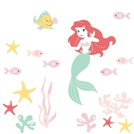 Disney Baby Ariel's Grotto Red/Pink Mermaid Wall Decals by Lambs &
