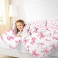 thumbnail image 4 of Castle Fairy Kids Teens Cute Ribbon Bow Knot Bedding Comforter Set 2pcs,Geometric Plaid Bowknot Twin Comforter Sets Microfiber,Cartoon Kawaii Bow Breathable Bedding Set,Breathable Home Decor, 4 of 8