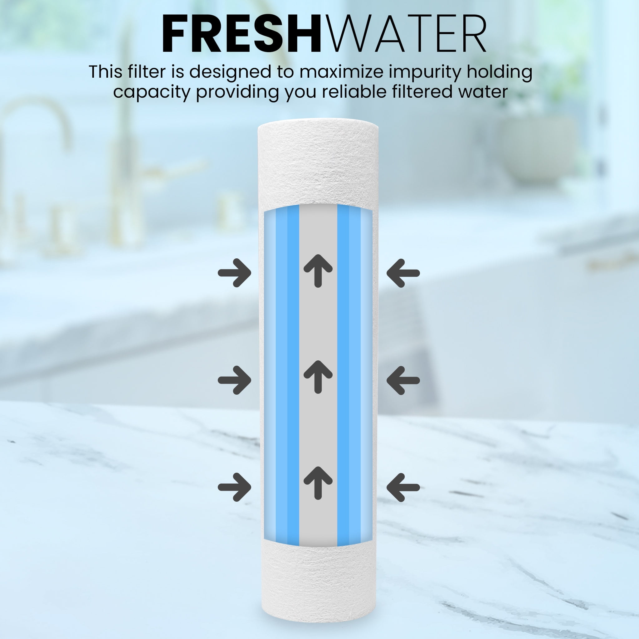 Metpure 6-Pack 2.5” x 10” 5 Micron Sediment Filters for Standard RO & Whole House Water Filtration