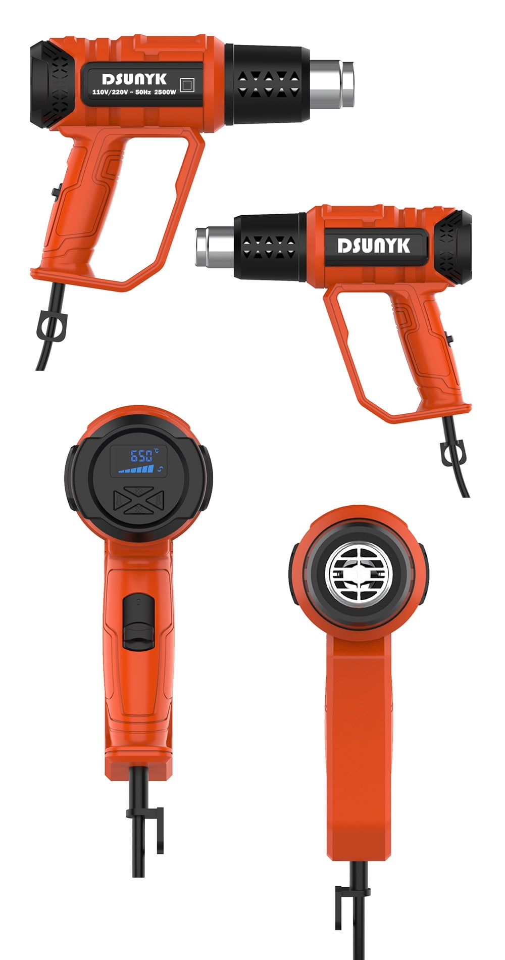 2500w Hot Air Gun Mini Construction Dryers Shrink Wrapping Heat Gun Temperaturesa Djustable Thermal Blower & 4 Nozzles ,Variable Temperature