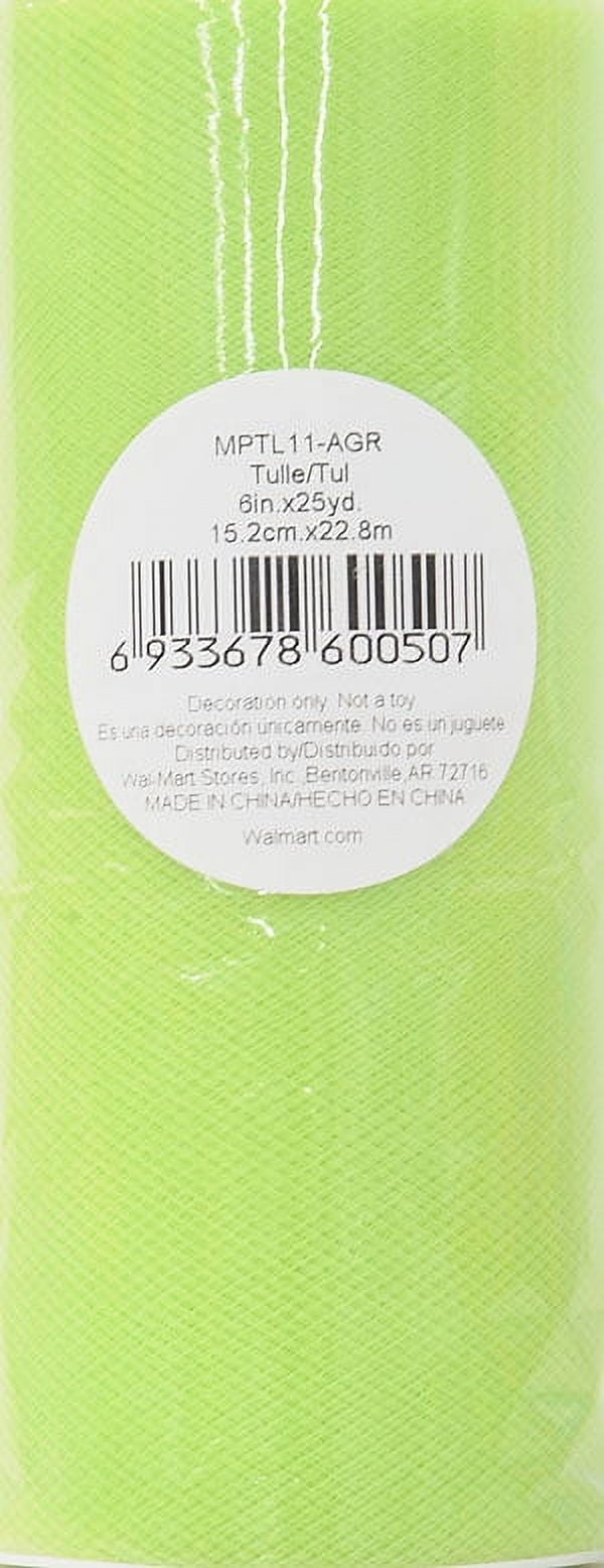 (3 pack) Fuzhou 6'' 25Yds Apple Green Matte Tulle, 100% Polyester by the Bolt
