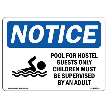 OSHA Notice Sign - DANGER Pool For Hotel Guests Only Children | Choose from: Aluminum, Rigid Plastic or Vinyl Label Decal | Protect Your Business, Work Site, Warehouse & Shop Area |  Made in the
