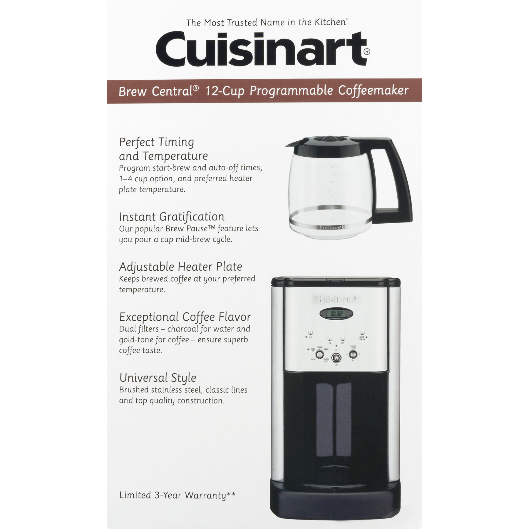 Cuisinart Brew Central™ 12 Cup Programmable Coffeemaker, DCC-1200WM1 - image 2 of 7