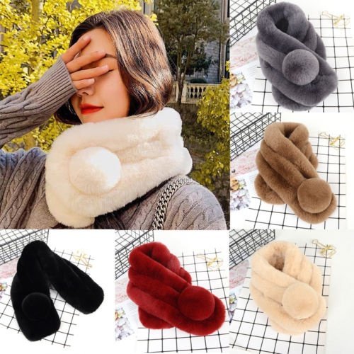 Fashion Women Winter Warm Scarf Shawl Thickened Fur Ring Collar Scarf