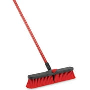 Libman Heavy Duty 18" Multi-Surface Push Broom Red Black Steel Handle