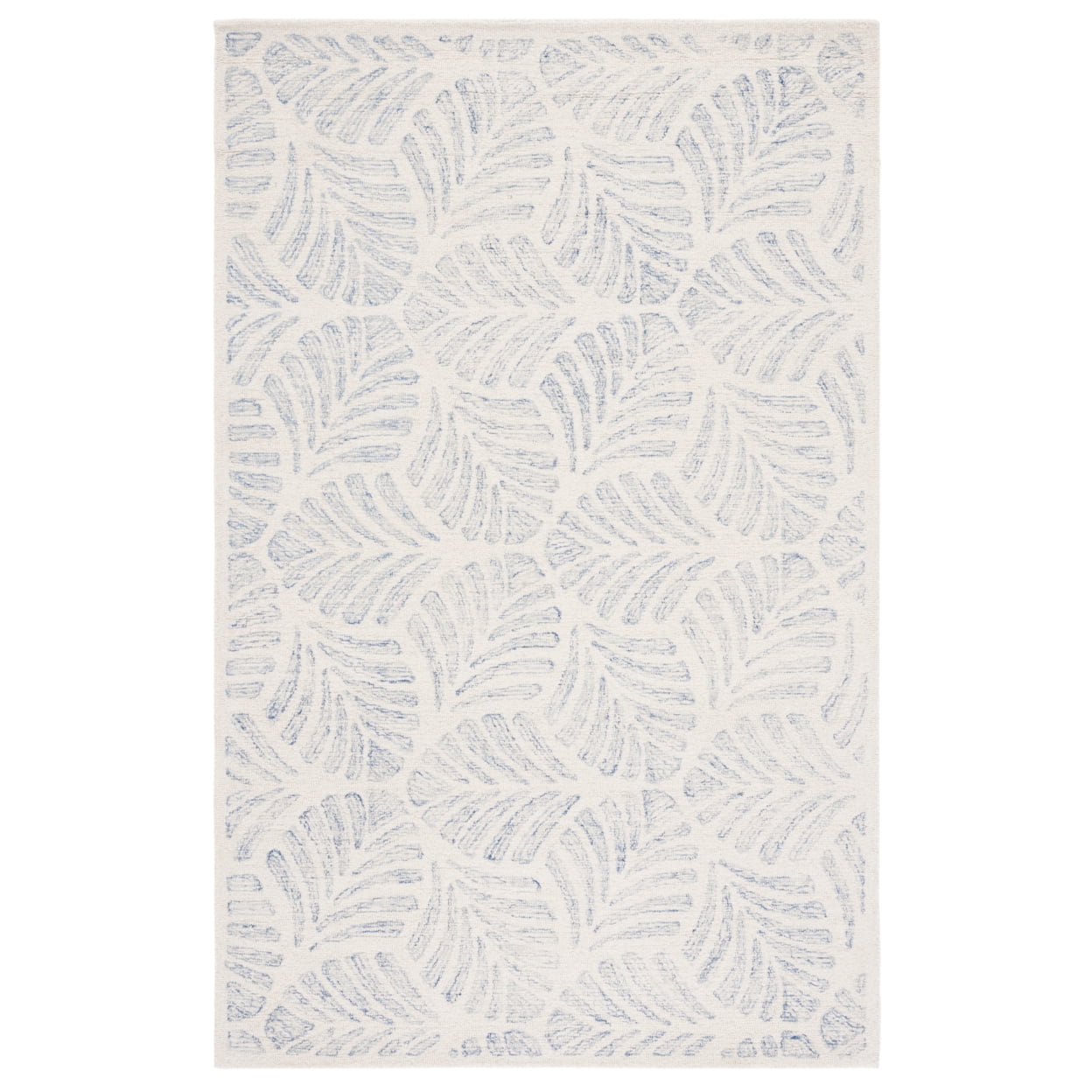 SAFAVIEH Jardin Cyan Leaves Area Rug, Ivory/Blue, 5' x 8'