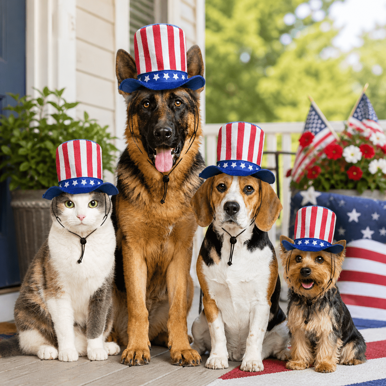 Vibrant Life 4th of July Uncle Sam Pet Top Hat XS/S - Red, White & Blue