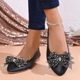 thumbnail image 6 of Purcolt Womens Shiny Rhinestone Bow Flats Dressy Casual Pointed Toe Slip On Ballet Shoes Comfort Elegant Soft Sole Dress Shoes Dailywear for Business Work Office, 6 of 9