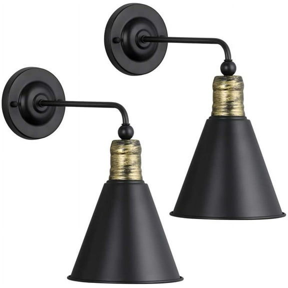 NEX Industrial Indoor Wall Sconces, Hardwired Lighting with Black Chrome Metal
