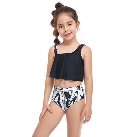 

Giligiliso Clearance Toddler Swimsuits Parent-Child Ladies Split Two Piece Swimwear High Waist Top Tie Swimwear Bikini Set