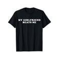 thumbnail image 1 of Camiseta de manga corta de algodón cómoda, camiseta llamativa con estampado "My Girlfriend Beats Me"., 1 of 7