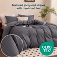 thumbnail image 3 of Sleep Zone Washed Jacquard Stripe Duvet Cover Set Twin/Twin XL, OEKO-TEX Soft Breathable Bedding, Lightweight All-Season Use, Hidden Zipper & Corner Ties, Machine Washable (Dark Grey, Twin/Twin XL), 3 of 11