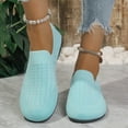 thumbnail image 2 of Knitted Loafers for Women Wide Width Round Toe Breathable Slip on Flat Shoes Comfy Soft Sole Nonslip Walking Shoes Light Blue Size 7, 2 of 5
