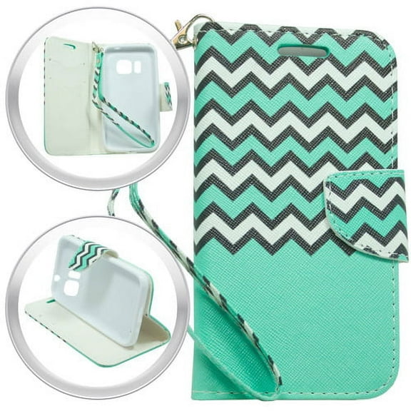 GSA Chevron Flip Wallet Case For Samsung Galaxy S7 - Teal