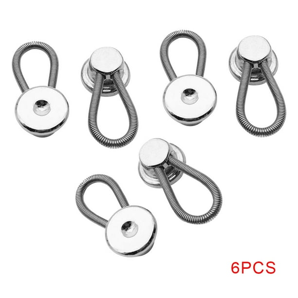 6pcs 10mm Dress Neck Collar Extenders Button Elastic Alloy Spring Alloy  Spring Jeans Shirt Buckle Extension Buttons