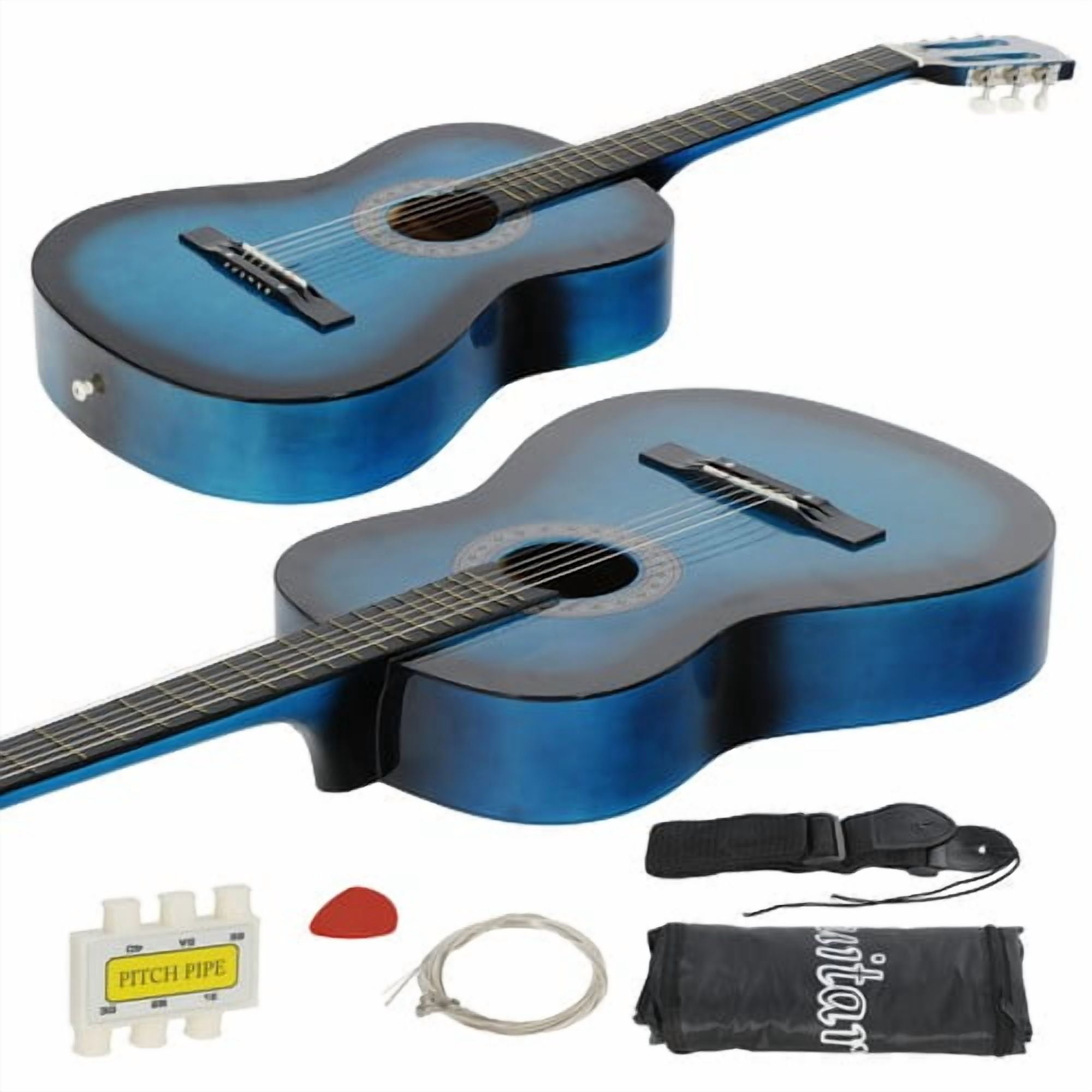 SONGMY 38" Wooden Acoustic Guitar, Blue with Gig Bag, Kids Musical Gift, Full Size Acoustic Guitar for Beginners