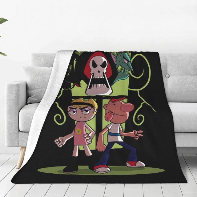 Manta de viaje de felpa suave de Las sombrías aventuras de Billy y Mandy para dormitorio, sala de estar, sofá, oficina, regalo para todas las estaciones para mujeres, hombres, niñas y niños.
