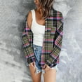 thumbnail image 4 of Weiqiqre Women's Tops, Tees & Blouses Plaid Shirt Long Sleeve Collar Button Down Blouses Lightweight Tops, 4 of 7