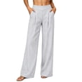 thumbnail image 3 of ClodeEU Women's Striped High Waist Pleated Wide Leg Pants,Casual Loose Trousers with Pockets ,Women's Plus XL, 3 of 7
