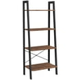 thumbnail image 1 of VASAGLE Ladder Shelf, 4-Tier Bookshelf, Storage Rack, Bookcase with Steel Frame, for Living Room, Home Office, Kitchen, Bedroom, Industrial Style, Hazelnut Brown and Black ULLS044B03, 1 of 2