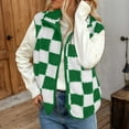 thumbnail image 2 of Cnbwig Womens Jackets Casual Coats Loose Square Checkered Zipper Cardigan Vest Warm Sleeveless Retro Coat Thick Winter Wear Coat Trendy Streetwear Outerwear A-Green S, 2 of 5