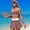 Coffee, variant on Womens High Waisted Bikini Sets Tummy Control Sporty Two Piece Swimsuit with Skirt Color Block Full Coverage Bathing Suit
