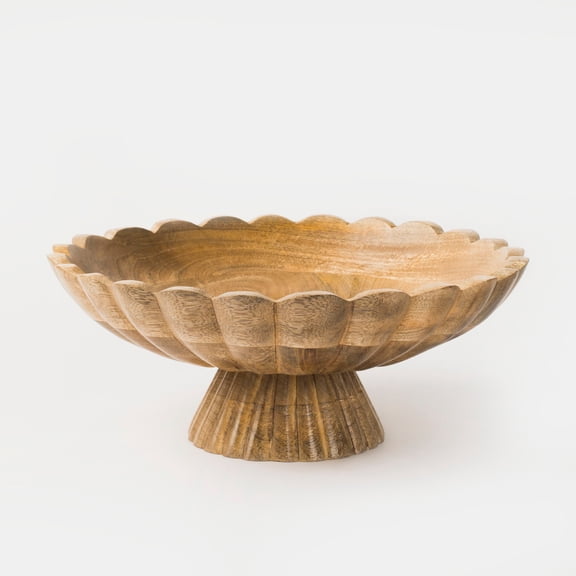 Fluted Pedestal Bowl - Natural  Brown