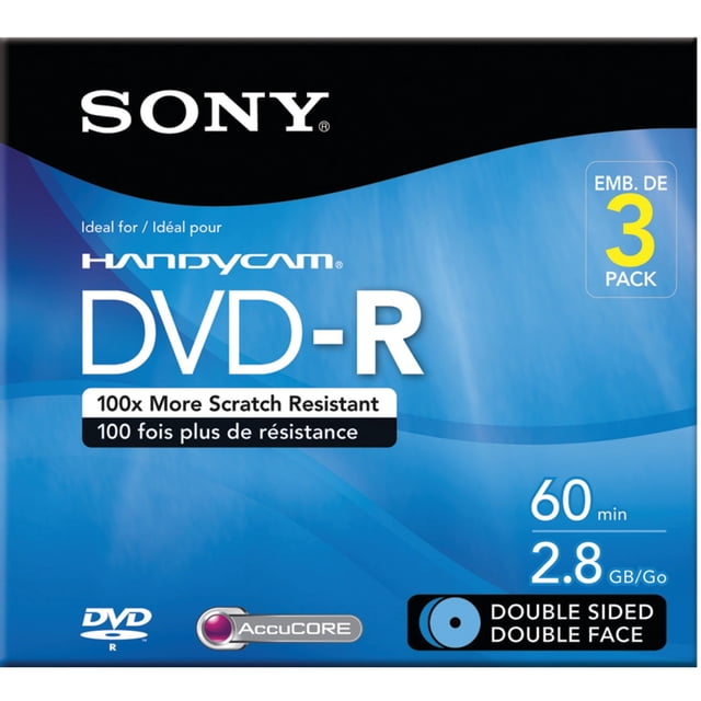 DVD-R Sony 3DMR60DSR1HC, 8 cm, doble cara, paquete de 3 con lengüeta