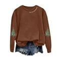 thumbnail image 5 of zaveiop Sweatshirt for Women Novelty Casual Long Sleeve Christmas Tree Print Crewneck Printed Pullover Oversized Cute Loose Thermal Comfort Tops (Z5-Brown, S), 5 of 5