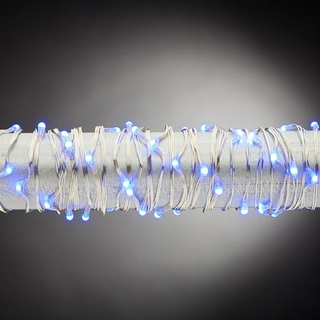Battery Operated Led String Lights With Timer Gerson 93432 - 18 Light Silver Wire Blue Battery Operated Micro LED Christmas Light String Set with Timer ()