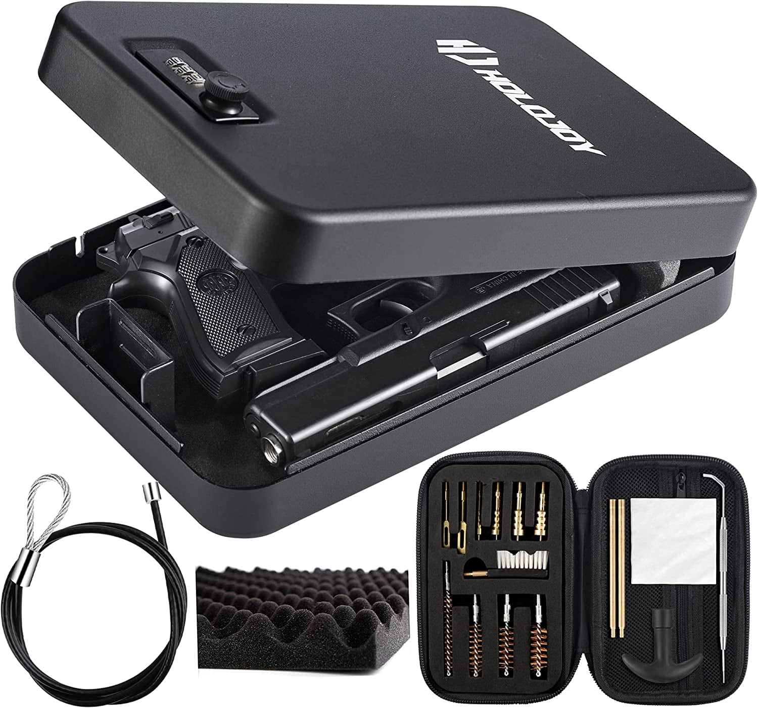 HOLOJOY Pistol Safe,Handgun Lock Box,Lockbox for Guns and Valuables