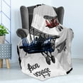 thumbnail image 4 of Going Away Party Soft Flannel Fleece Blanket, Retro Airplane Poster Inspired Bon Voyage Lets Travel Fly Vintage Print, Cozy Plush for Indoor and Outdoor Use, 50" x 60", Blue Red Grey, by Ambesonne, 4 of 5
