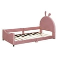 thumbnail image 6 of Bellemave Upholstered Twin Bed Frame, Twin Size Daybed Frame with Rabbit Ear Shaped Headboard, Wood Twin Sofa Bed for Bedroom (Pink), 6 of 8