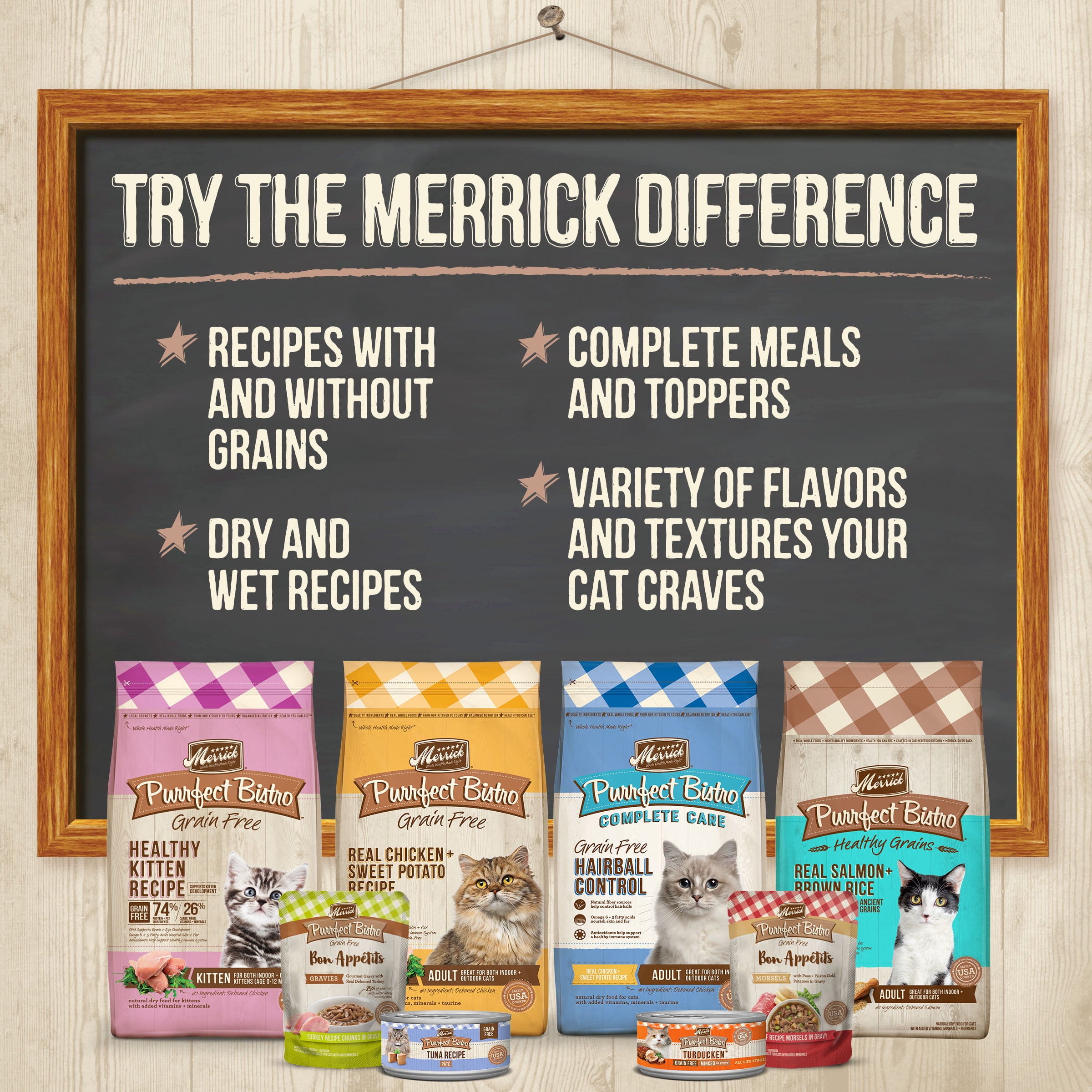 (24 Pack) Merrick Purrfect Bistro Grain Free Wet Cat Food Turkey Recipe Pate, 3 oz Cans