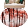 thumbnail image 2 of Round Area Rugs Collection 6 Ft, Red Forest Non-Slip Residential Carpet, Mysterious Tree Autumn Botanical Farmhouse Indoor Crawling Mats Runner Rugs for Living Room/Dining Room/Bedroom, 2 of 8