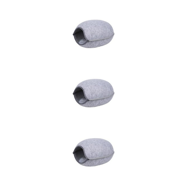 Guardoinrt Stylish And Comfortable Felt Cat Bed For Happy And Contented Cat Easy To Clean Felt Cat Bed Cave light grey 3Set