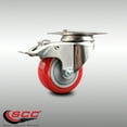 thumbnail image 2 of 3.5 Inch 316SS Red Polyurethane Swivel Top Plate Caster with Total Lock Brake, 2 of 2