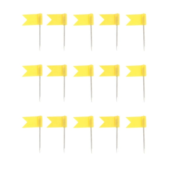 Yetaha 100PCS Flag Push Pins, Travel Map Tacks Assorted Plastic Drawing Pins for Cork Board World Map Picture Hanging Home School Office (Yellow)